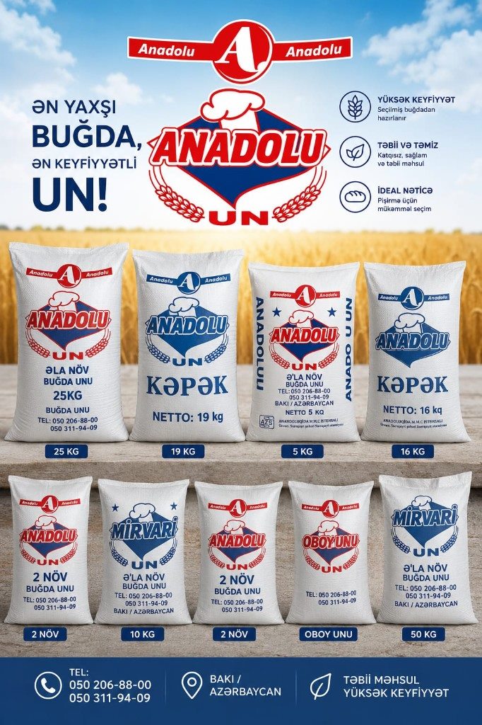 Anadolu Qida un məhsul çeşidləri